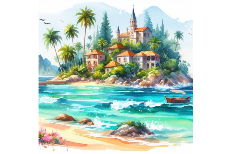 4-watercolor-summer-island-summer-vacation-island-colorful-backgroun