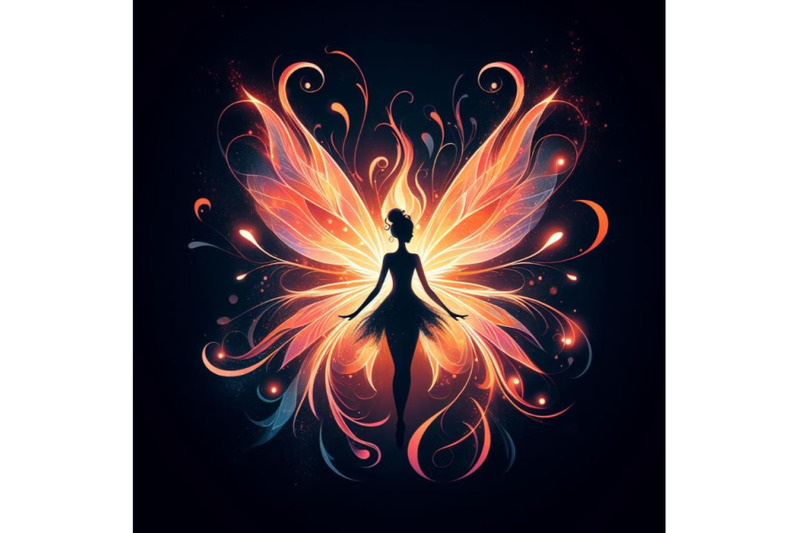 4-silhouette-fairy-fire-butterfly-fairy-fiery-butterfly-on-a-black-ba