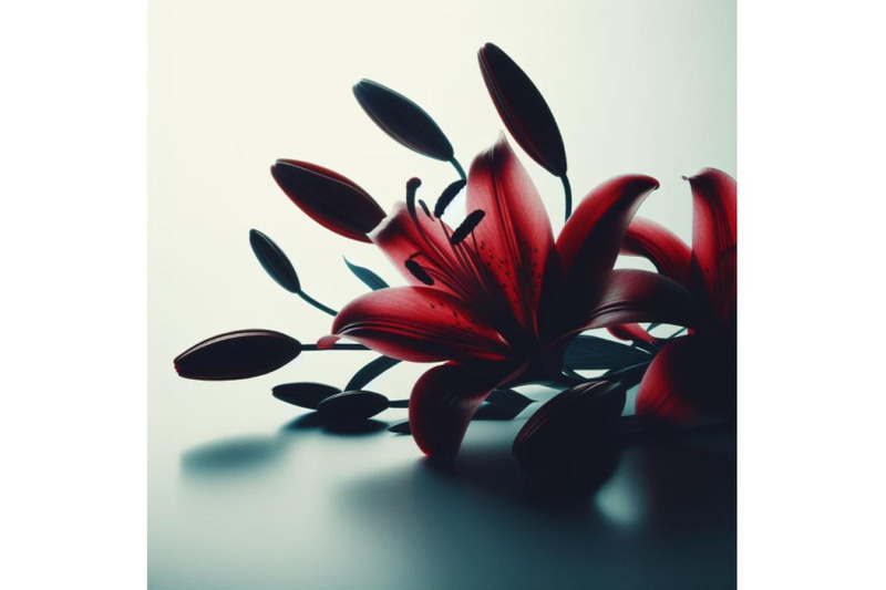 4-silhouette-red-lily-flower-lying-on-white-background-softcolor