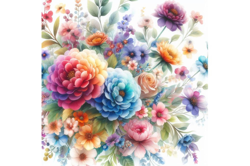 4-watercolor-multi-colored-flowers-in-the-white-background-colorful-ba