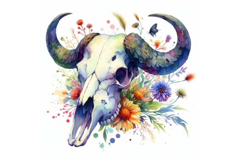 4-watercolor-watercolor-buffalo-skull-isolate-on-white-background-colo