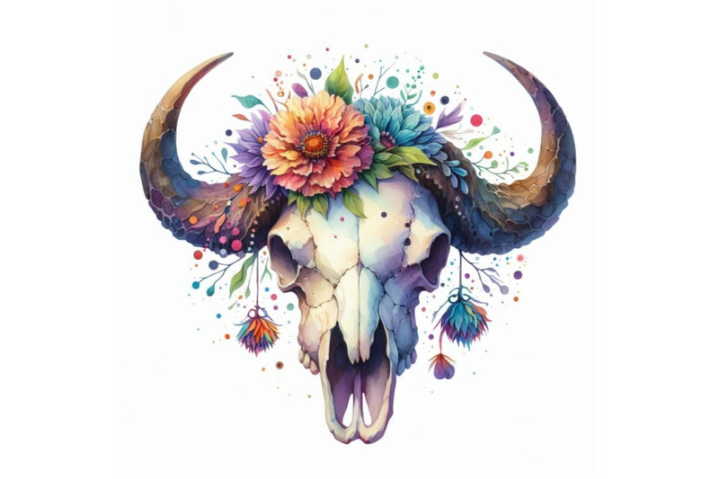 4-watercolor-watercolor-buffalo-skull-isolate-on-white-background-colo