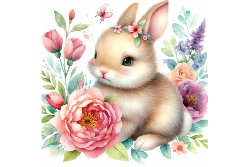 4-watercolor-cute-watercolor-baby-bunny-with-flowers-isolate-on-white