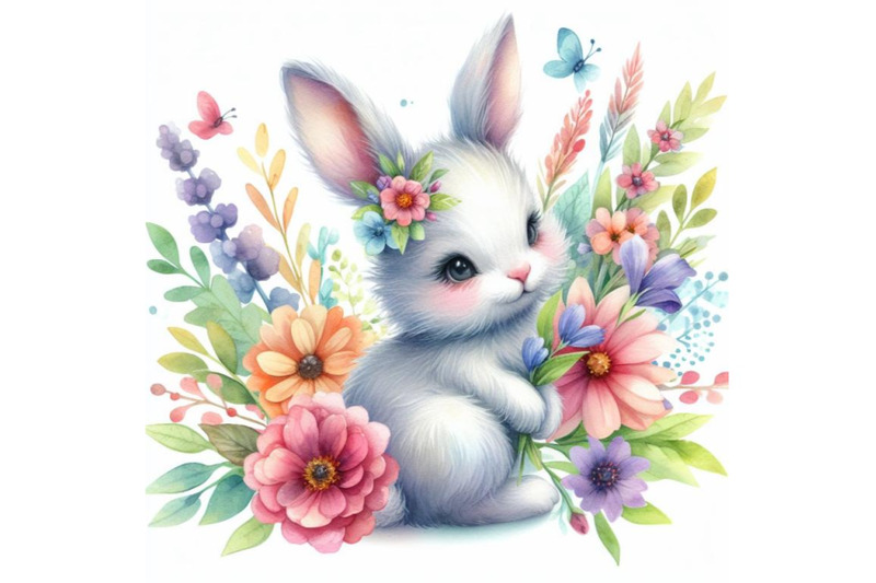 4-watercolor-cute-watercolor-baby-bunny-with-flowers-isolate-on-white