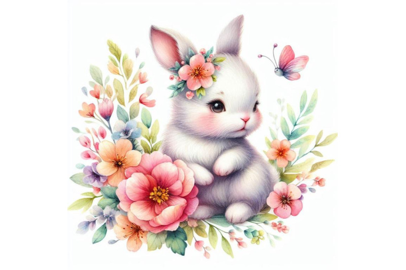 4-watercolor-cute-watercolor-baby-bunny-with-flowers-isolate-on-white