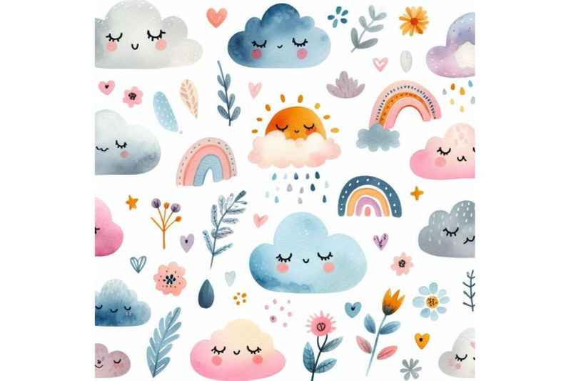 4-watercolor-cute-clouds-in-scandinavian-style-isolate-on-white-backgr