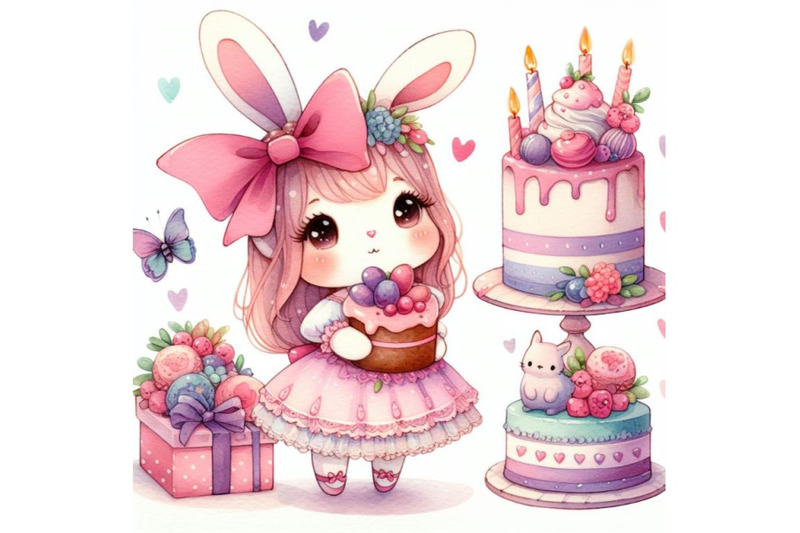 4-watercolor-cute-little-bunny-girl-with-cake-isolate-on-white-backgr