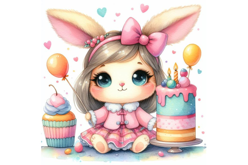 4-watercolor-cute-little-bunny-girl-with-cake-isolate-on-white-backgr