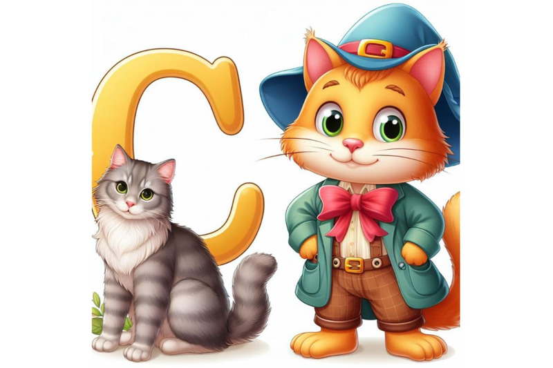 4-illustration-of-animal-alphabet-c-with-cat-on-white-background