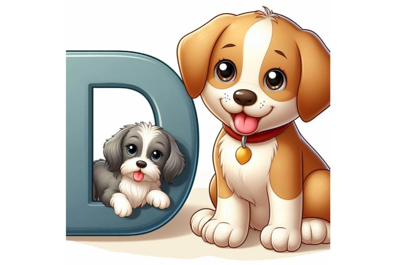 4-illustration-of-animal-alphabet-d-with-puppy-dog-on-white-backgrou