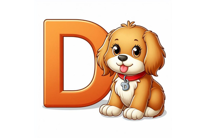 4-illustration-of-animal-alphabet-d-with-puppy-dog-on-white-backgrou