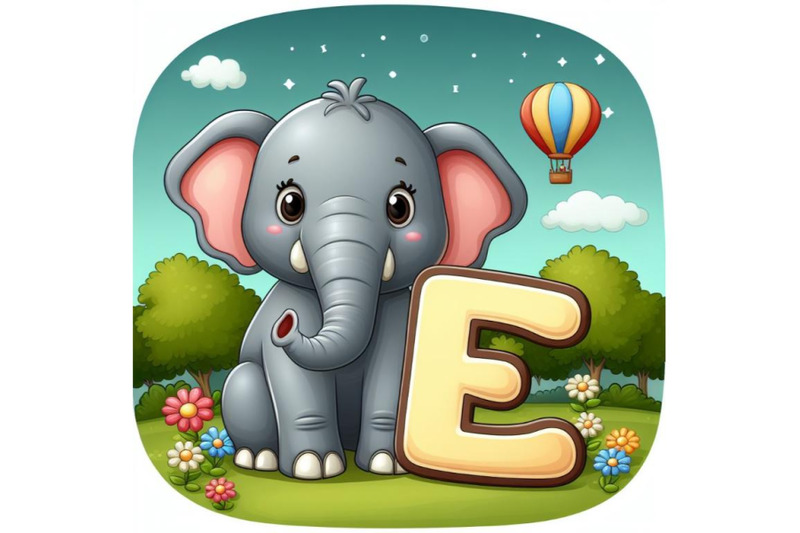 4-illustration-of-animal-alphabet-e-with-elephant-on-white-background