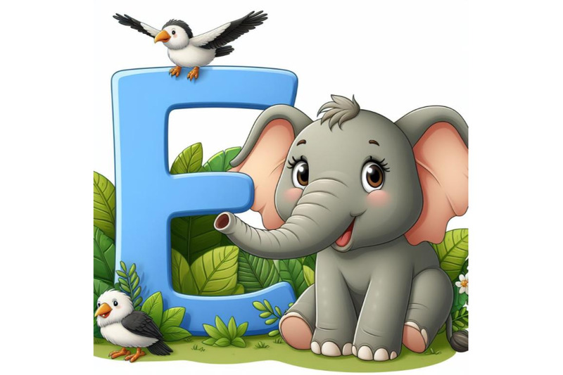 4-illustration-of-animal-alphabet-e-with-elephant-on-white-background