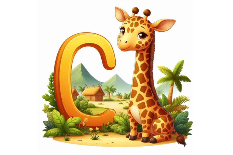 4-illustration-of-animal-alphabet-g-with-giraffe-on-white-background