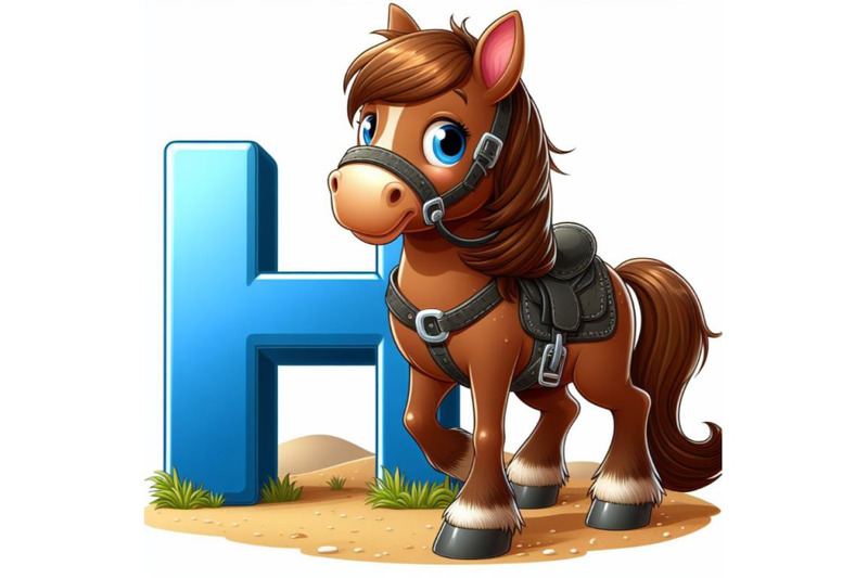 4-illustration-of-animal-alphabet-h-with-horse-on-white-background