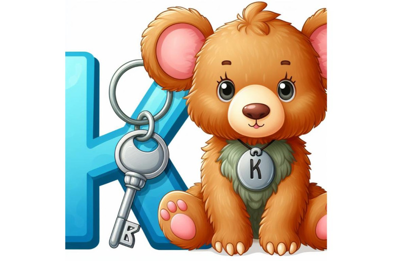 4-illustration-of-animal-alphabet-k-with-key-on-white-background