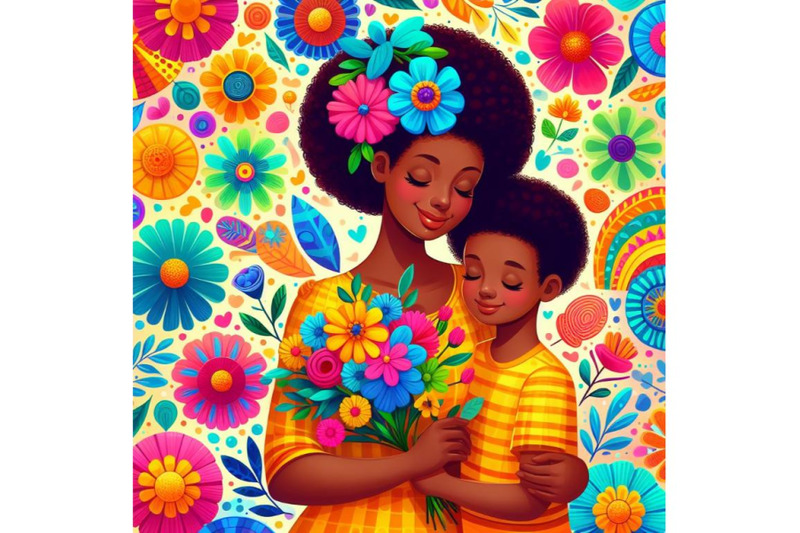 4-colorful-background-mom-and-child-boy-with-flower-for-mom-colorful