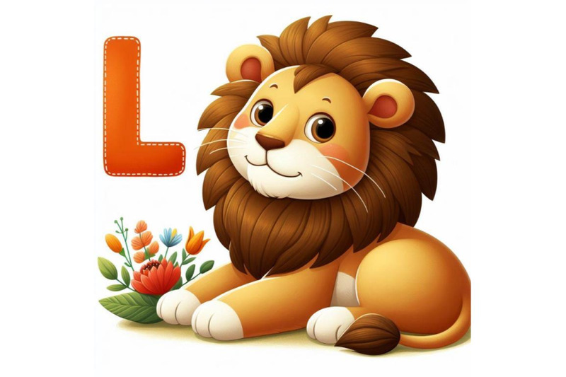 4-illustration-of-animal-alphabet-l-with-lion-on-white-background