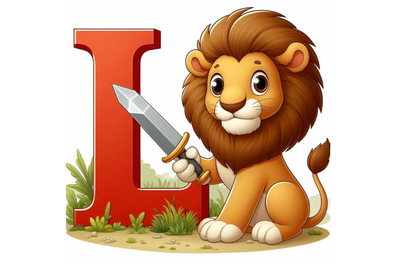 4-illustration-of-animal-alphabet-l-with-lion-on-white-background