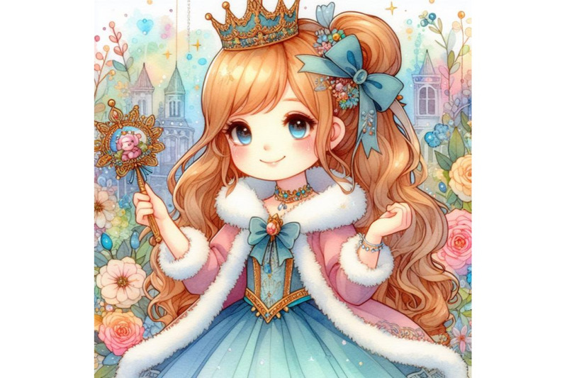 4-watercolor-merry-girl-in-suit-princess-colorful-background