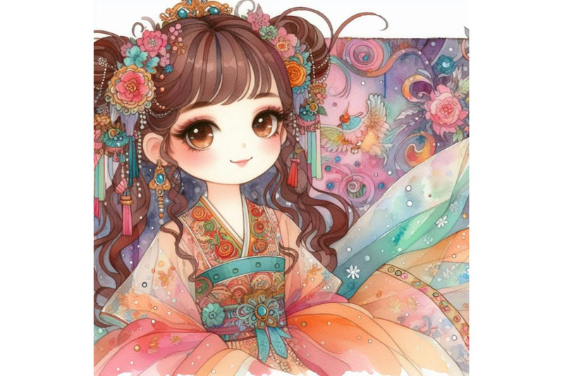 4-watercolor-merry-girl-in-suit-princess-colorful-background