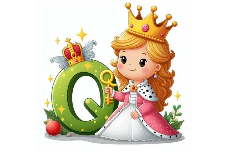 4-illustration-of-animal-alphabet-q-with-queen-on-white-background