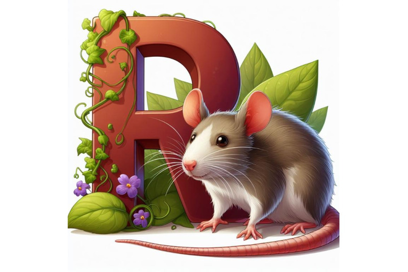 4-illustration-of-animal-alphabet-r-with-rat-on-white-background