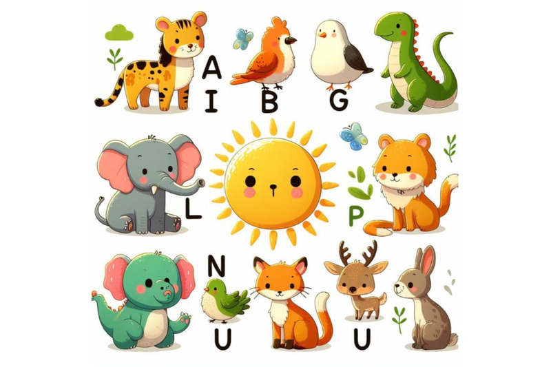 4-illustration-of-animal-alphabet-s-with-sun-on-white-background