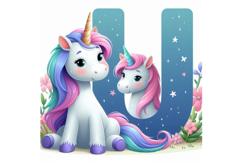 4-illustration-of-animal-alphabet-u-with-unicorn-on-white-background