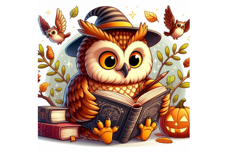 4-illustration-of-wise-owl-reading-book-on-white-background