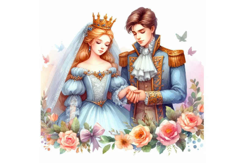 4-watercolor-prince-and-princess-wedding-illustration-on-white-backgr