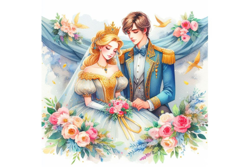 4-watercolor-prince-and-princess-wedding-illustration-on-white-backgr