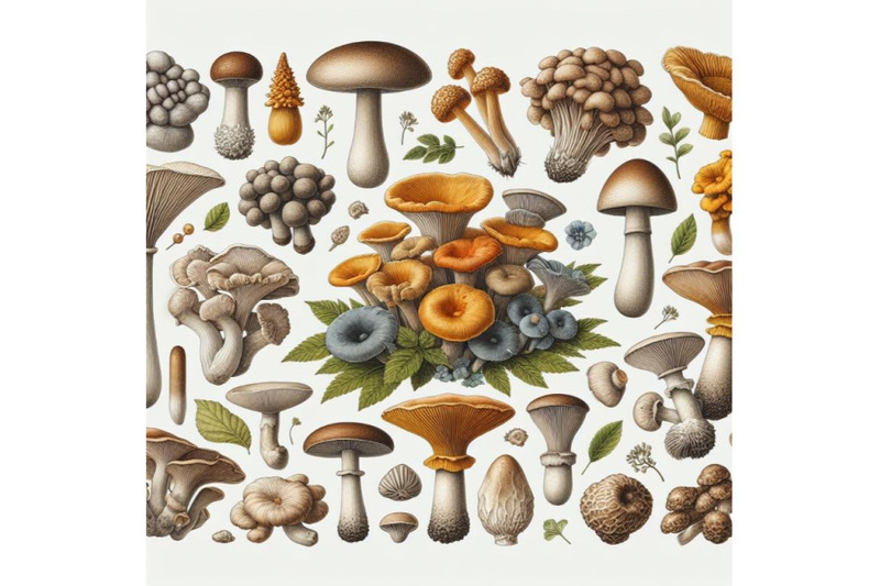 4-illustration-of-mushrooms-on-white-background