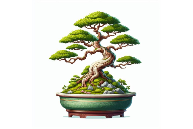 4-illustration-of-beautiful-bonsai-tree-on-white-background