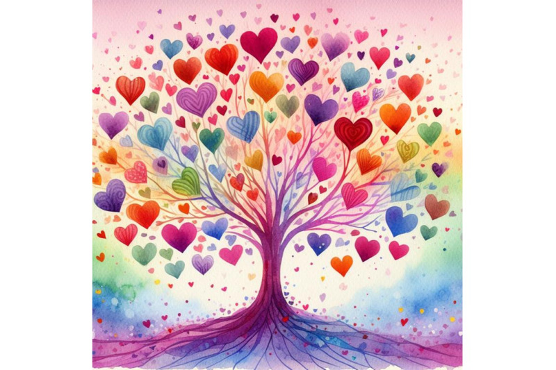 4-watercolor-love-tree-with-hearts-for-your-design-colorful-background