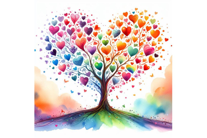 4-watercolor-love-tree-with-hearts-for-your-design-colorful-background