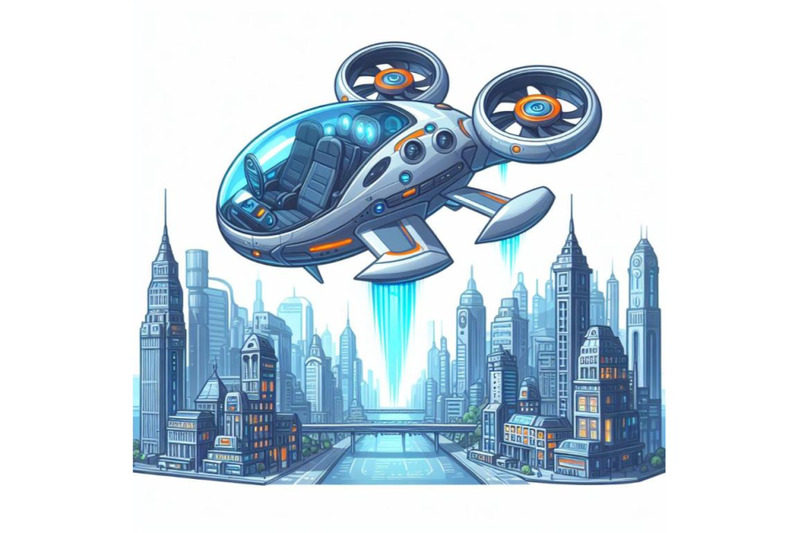 4-illustration-of-the-flying-vehicle-of-the-future-on-white-backgroun