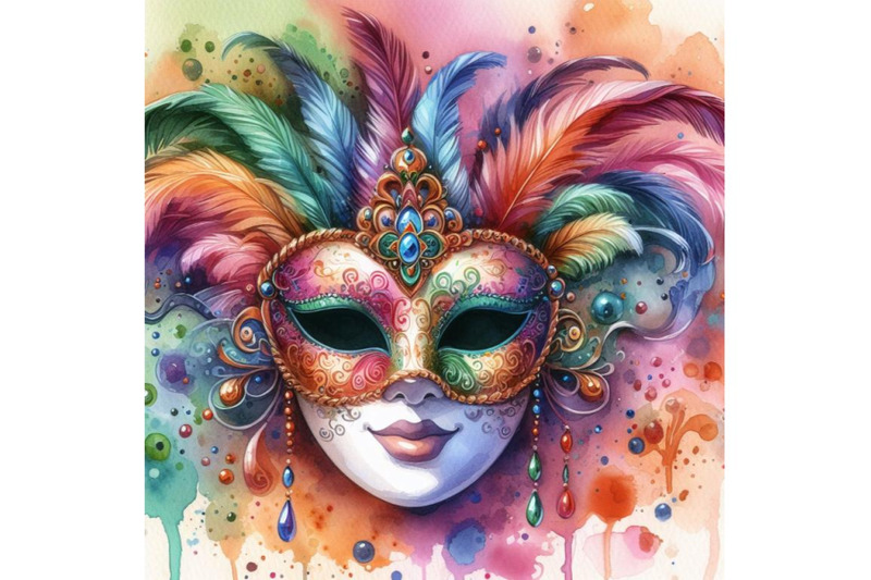 4-watercolor-a-carnival-mask-colorful-background