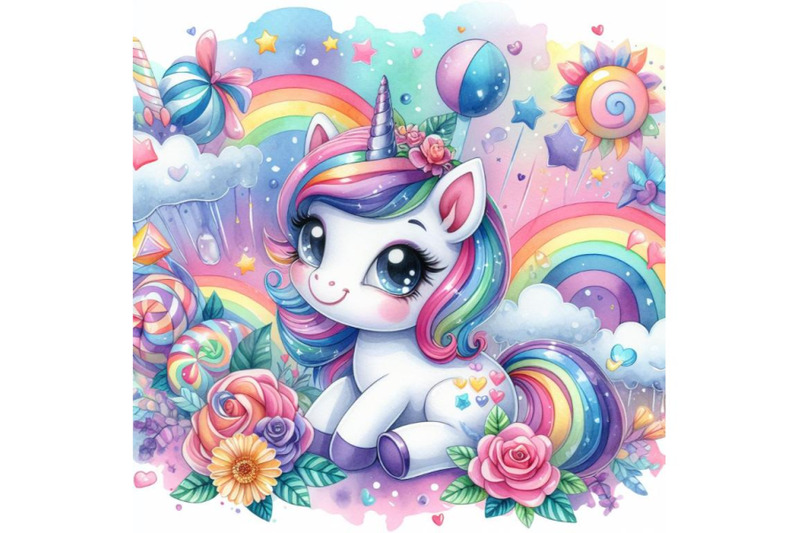 4-watercolor-cute-pony-unicorn-colorful-background