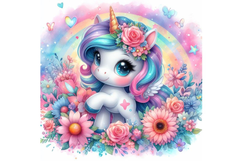 4-watercolor-cute-pony-unicorn-colorful-background