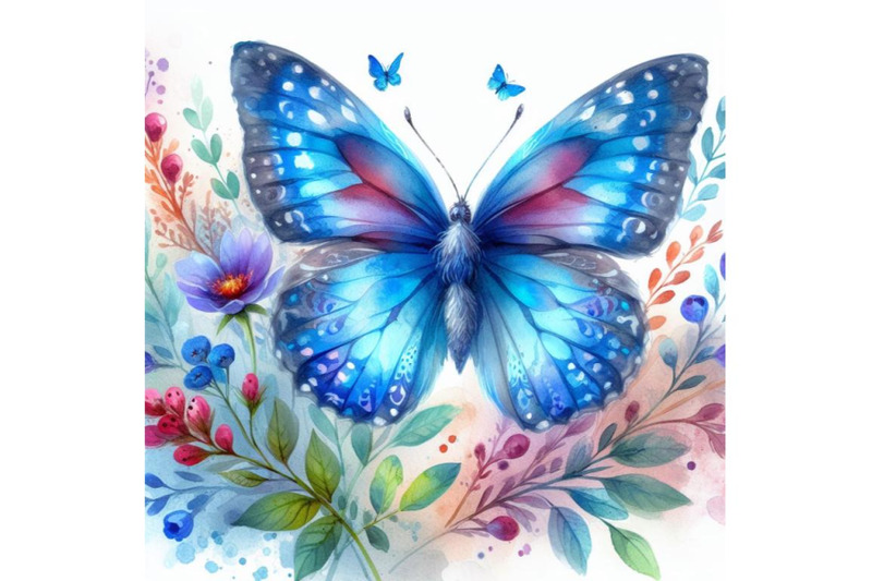 4-watercolor-blue-butterfly-on-a-white-background-colorful-background