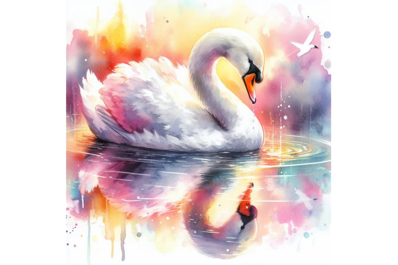 4-watercolor-swan-reflections-a-swan-colorful-background