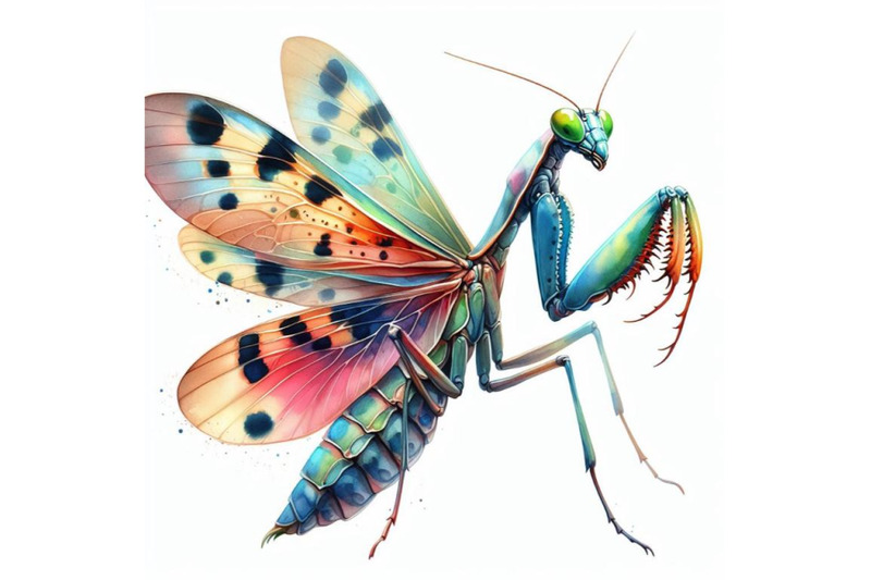 4-watercolor-mantis-on-white-background-colorful-background