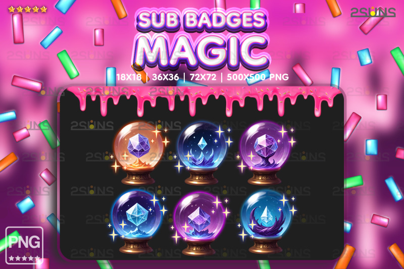 6-magic-sub-badges-for-streamer-twitch-discord-crystal-ball
