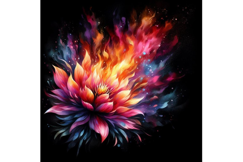 4-watercolor-flower-fire-beautiful-fire-flower-on-black-background-co