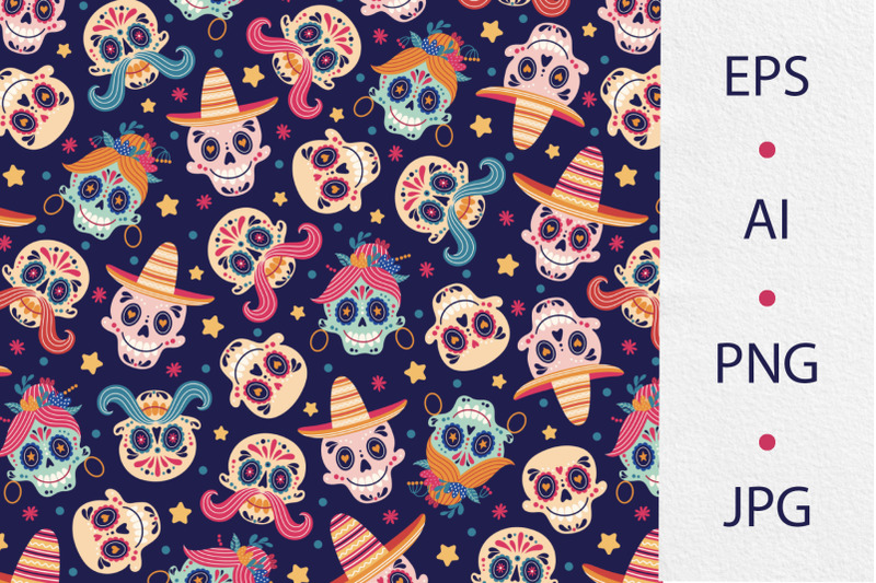mexican-day-of-the-dead-seamless-pattern-with-sugar-skulls