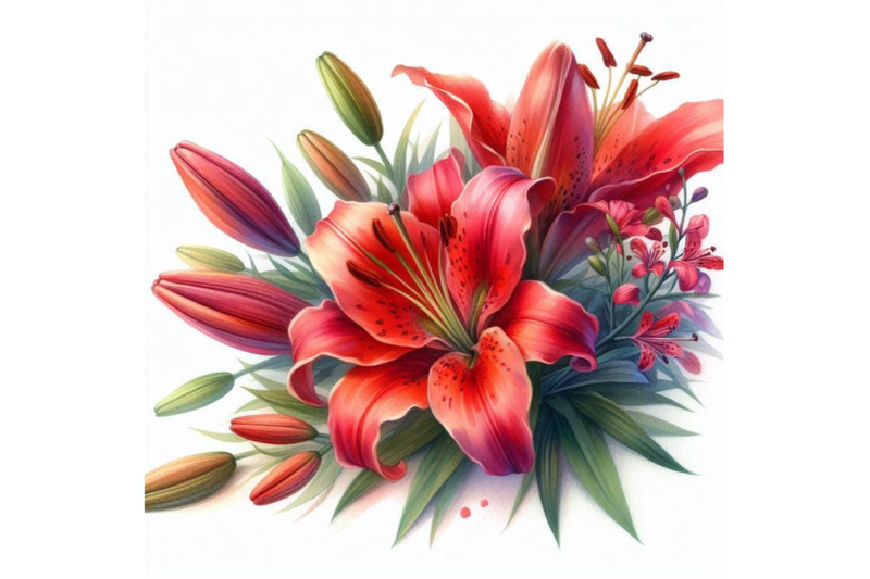 4-watercolor-red-lily-flower-lying-on-white-background-colorful-backgr