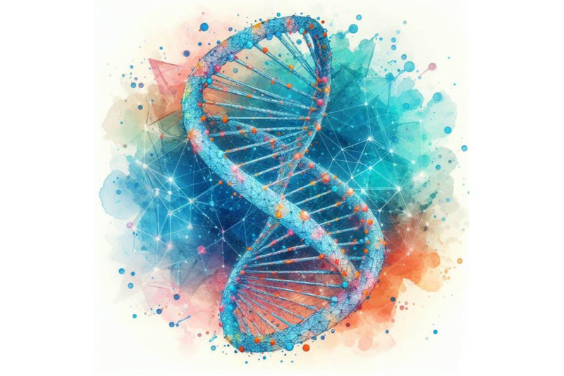 4-watercolor-dna-abstract-3d-polygonal-wireframe-dna-molecule-helix-s