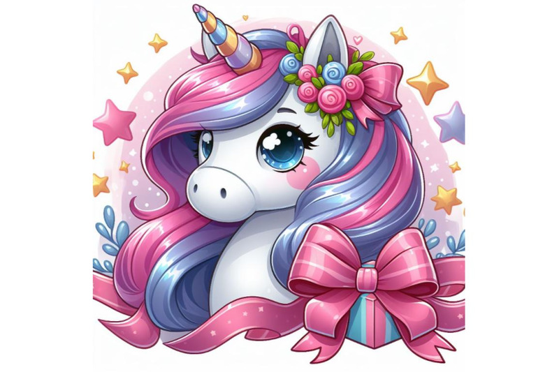 4-illustration-of-cute-unicorn-cartoon-horse-head-on-white-background