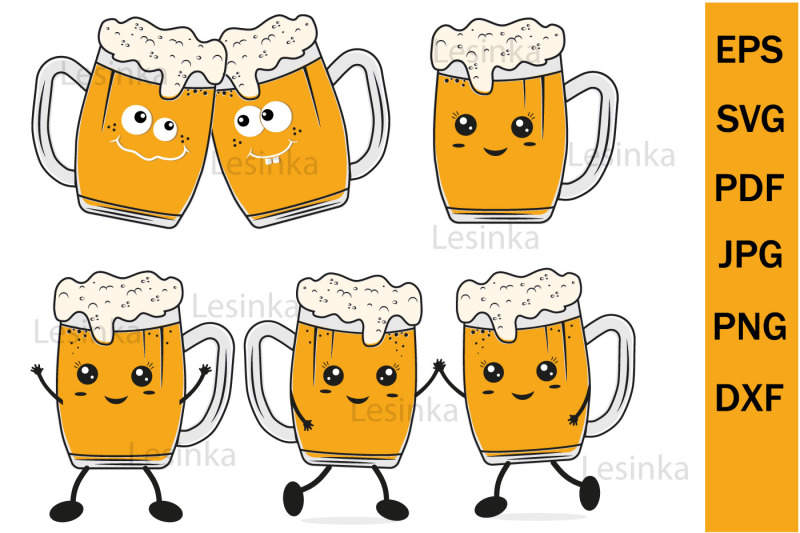 funny-beer-mugs-kawaii-characters-clipart
